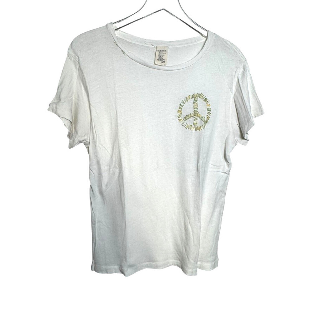 I stole my boyfriend shirt cream peace sign tee womens size Medium